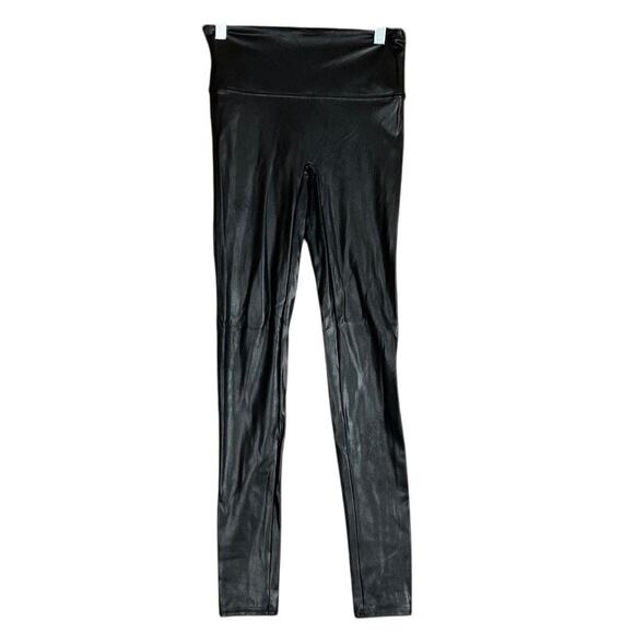 Spanx Womens Pants Black Faux Leather Pull On Skinny Leggings Stretch Small - Picture 1 of 11